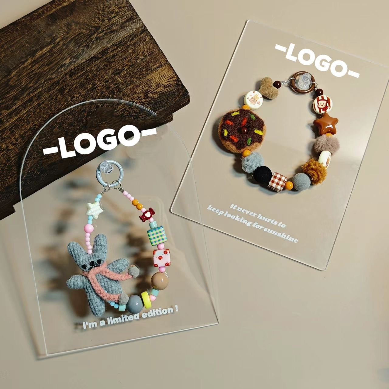 Ins Aesthetic Custom Photo Props: Acrylic Transparent Standee + Phone Beaded Chain & Camera Strap