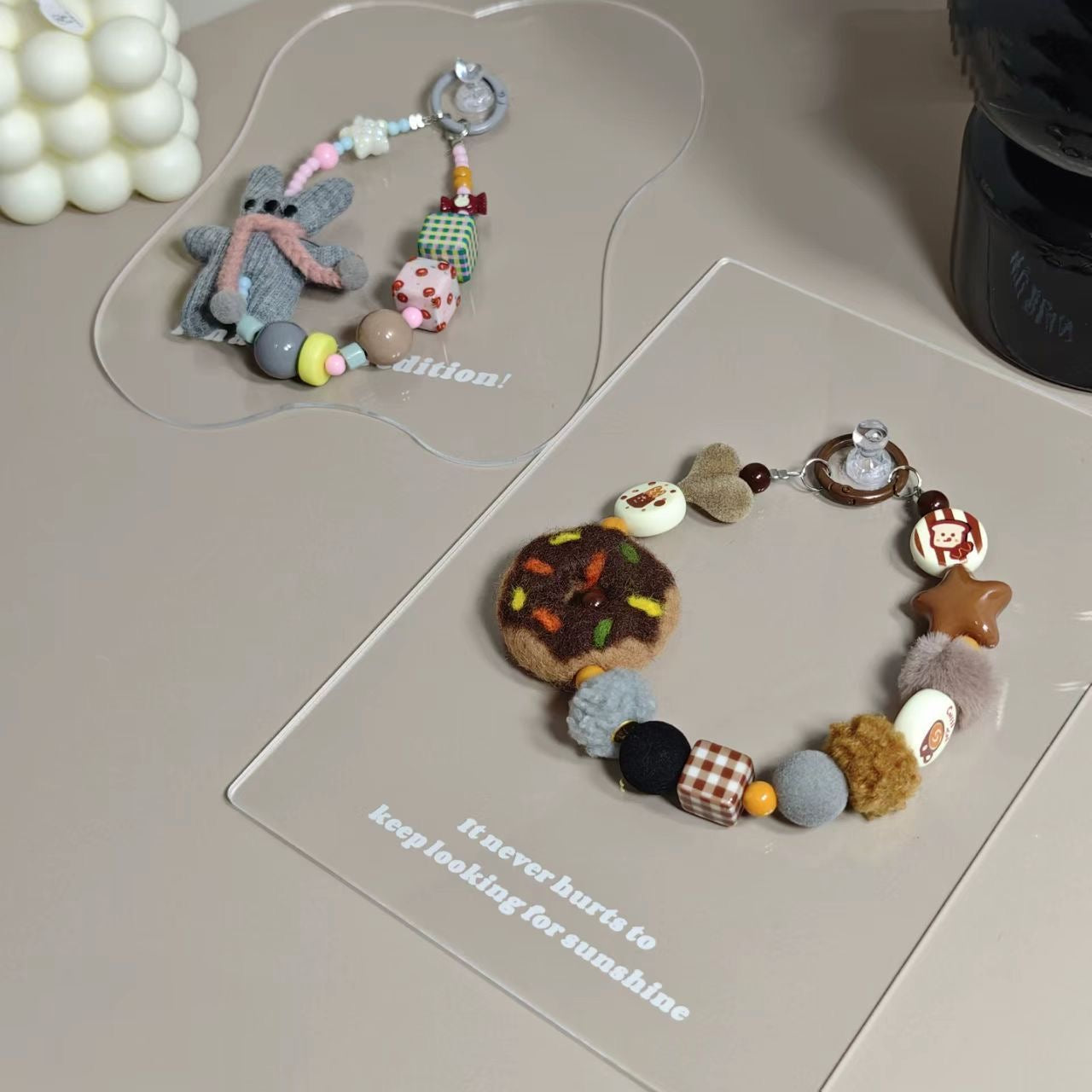 Ins Aesthetic Custom Photo Props: Acrylic Transparent Standee + Phone Beaded Chain & Camera Strap