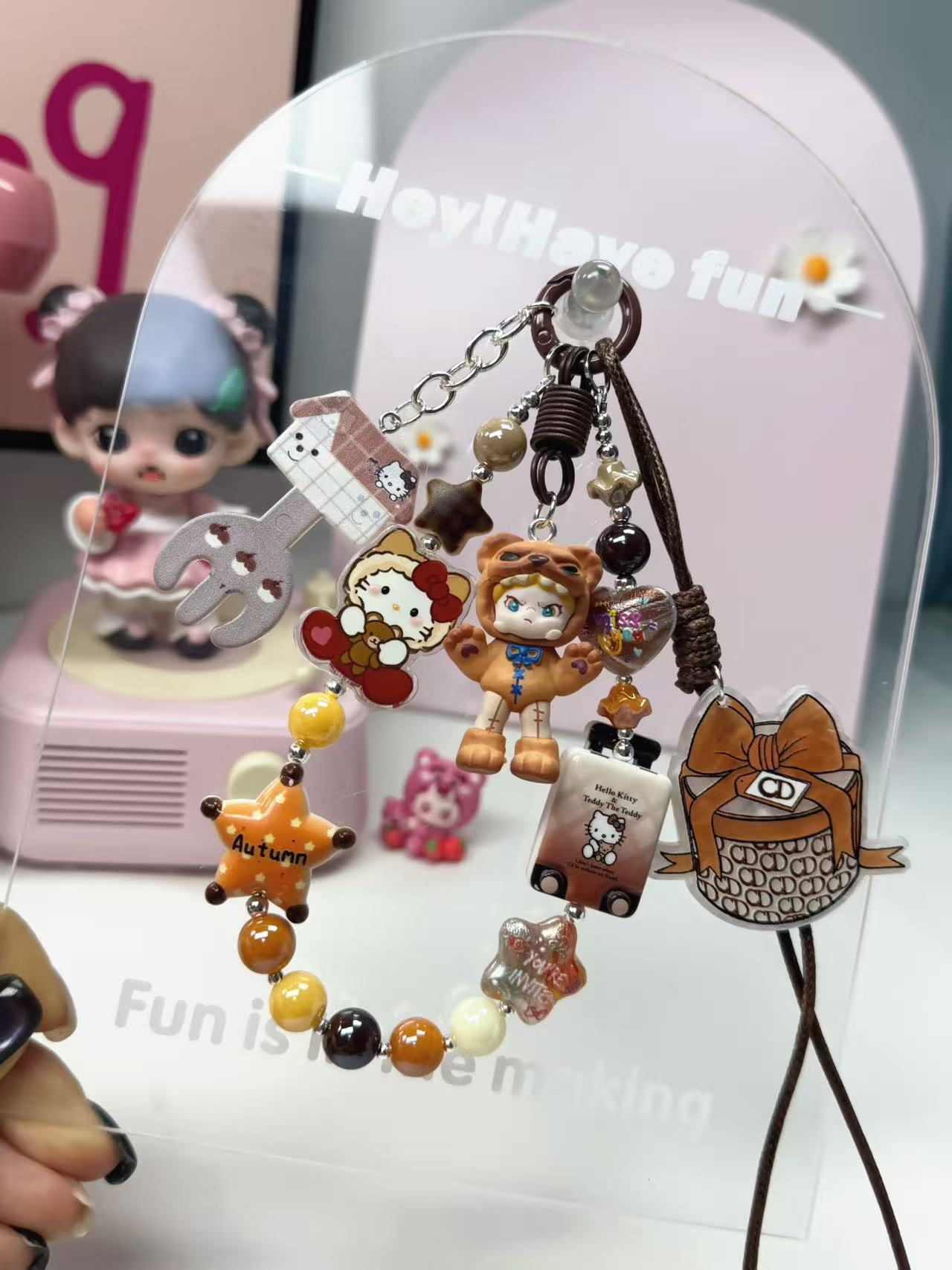 Ins Aesthetic Custom Photo Props: Acrylic Transparent Standee + Phone Beaded Chain & Camera Strap