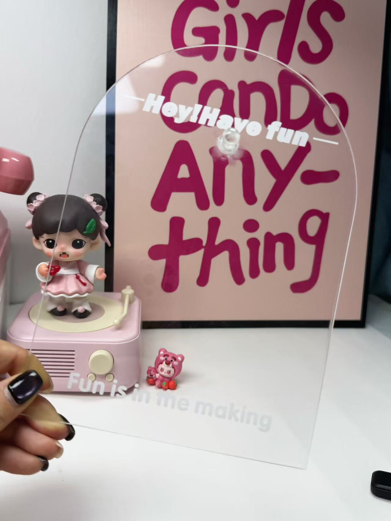 Ins Aesthetic Custom Photo Props: Acrylic Transparent Standee + Phone Beaded Chain & Camera Strap