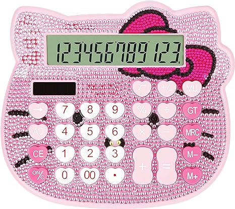 3-  Women Calculators,BREIS Creative Cute Solar Energy Calculator, 12 Digit Large LCD Display, Handheld for Daily and Basic Office, Pink (Pink+Pink)